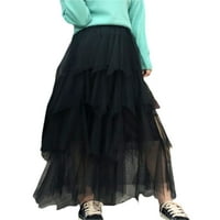 Thaisu ženska suknja od tillea, elastična visoka struka čvrsta boja ruffled suknja za tortu s srednjim