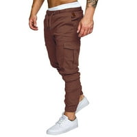 Hlače za muškarce rade casual rastezanje čvrste multi-džepne pantalone u boji hlače za alate