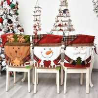 Zoiuytrg Božićna stolica pokriva Santa Claus Snowman ELK poklopac sjedala s klizanjem dekorativna krpa