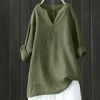 Ženske majice Jesen i zimski rukav okrugli izrez Poliester Plus size s punim majicama zelena 3xl