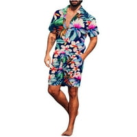 HFYIHGF muške casual gumb niz havajska majica kratkih rukava odijela odijela na plaži cvjetni ispis