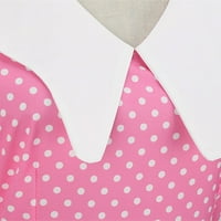 Ženske haljine kratki rukav Dužina gležnja modna linija ispisana ljetna haljina s V-izrezom ružičasta