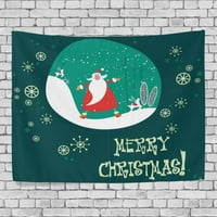 Popcreation Merry Božićna zidna tapiserija Navy Zeleni crtani film Xmas Santa Claus Dodir Home Decory