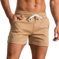 Feesfesfes muške kratke hlače Čvrsto boje u tri točke hlača Sportska elastična srednja struka kratke
