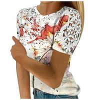 Žene ljetne majice kratkih rukava o vratu Dressy Casual Cless-Out-out bluze za rukave vrhovi