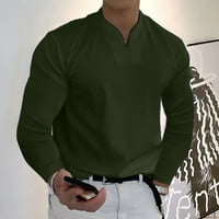 FESFESFES majica s dugim rukavima za muškarce Ležerna košulja Čvrsta pulover s dugim rukavima V-izrez