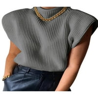 Ženski džemper za ramena gornji rukavac bez rukava prsluk širok rame Pleteni Jumper Top