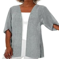 Luxplum dame bluze na pola rukava s majica V lagana pokriva za odmor tunička majica siva l