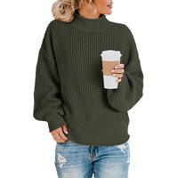 YOBECHO ženski turtleneck batwing dugih rukava Ležerni pleteni pulover vrh