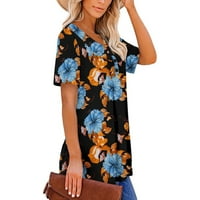 Njoeus majice za žene majice za žene za žene kratki rukav ženski ljetni tunik okrugli vrat cvjetni tiskani