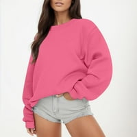 Entyinea ženska sportska dukserica Ispis uzročno bluza s dugim rukavima slobodno slouchy pulover plus veličine vrhova vruće ružičaste xxl