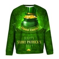 FESFESFES majice s dugim rukavima za muškarce Casual okrugli vrat Pulover dugih rukava St. Patrickov