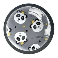 Crtani sivi panda crni okrugli čaša ručice ručke vuče vijcima za kuhinjski ormar kupaonski ormar za