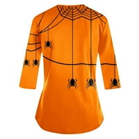Halloween Majice za žene Ženske žene Modni ženski labavi džep s V-izrezom Halloween Ispiši narančasta