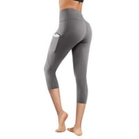 Visoke kompresijske gamaše za žene Brzo suho čvrsti džep Capris yoga hlačegraym