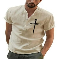 Prednji prošli muškarci Henley majice za ispis bluza Dugmas Ležerne prilike ljetne košulje Muške plaže