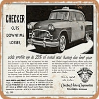 Metalni znak - Checker Taxicab ad Vintage ad - Vintage Rusty Look