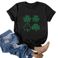 Dnevne majice St.Patricki za žene djetelja tiska na vrhu Crewneck majica kratkih rukava comfy casual