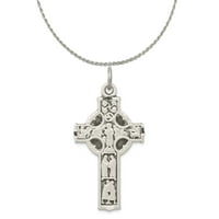 Carat u Karatsu Sterling Silver Antiqued Celtic Cross s biblijskim figurama Privjesak sa srebrnom lanskom ogrlicom od srebrnog užadi 20 ''