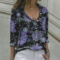 Fjofpr Ženski vrhovi ženske majice dolje majice Ležerne prilike na dugih rukava, lapeli bluza labava