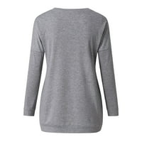 Cuoff ženske modne bluze Košulje jesen zima casual solid boja Print okrugli vrat dugih rukava plus veličina