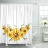 Ručni akvarelni suncokreti Suncowers vijenac na bijelom lijepim cvjetnim za vaš pozdrav kupaonica za