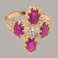 Britanci izrađeni 14k ružični zlatni prirodni dijamant i rubin ženski prsten - veličine opcije - veličine