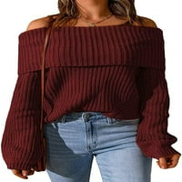 Ženski džemper od pletenja sa rame Ležerne prilike dugih rukava labav mekani lagani pad duks iznad