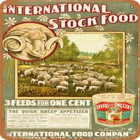 Metalni znak - Međunarodna hrana za hranu Stock Feeds - Vintage Rusty Look