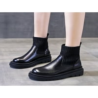 Ferndule Dame Okrugli prsti Chelsea Boot Office Prozračiva povlačenje čizme za gležnjeve Udobne vodootporne zimske cipele Crne 5.5