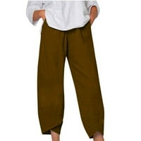 Owordtank ženske čvrste boje elastične casual pantalone udobne visoke struine pantalone