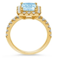 3,84ct smaragdni rez plavi simulirani dijamant 14k žuti zlatni graviranje izjava bridalna godišnjica