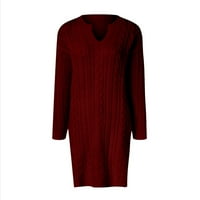 Vedolay haljine za žene Žene Ležerne prilike, Dugih rukava Labave džemper sa punim bojama Haljine, Crveni