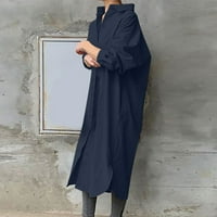 CETHRIO ženska haljina - modna ovratnik za ovratnik labav dugi rukav čvrsta sredina telesna haljina