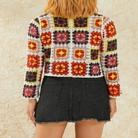 Amiliee Women Knit Cardigan Carping Tops Bohemian dugim rukavima izdubljeni izdubljeni džemper za bluzu