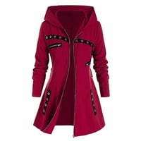 Lovskoo Vojna jakna za parku za žene Trendy Warm FAU kaputa sa kapuljačom Zimski patentni zatvarač Čvrsta