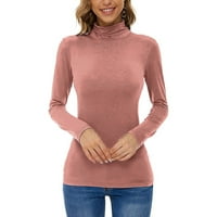 Miayilima Pink Plus veličine za žene jesen i zimska tanka modna gornja košulja Solidna boja dugih rukava