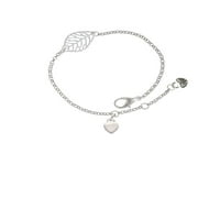 Delight nakit silvertone mini glatko srce - silvertonska lišća osjetljiva narukvica, 6.25 + 1,75