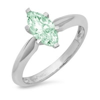 CT sjajan markizni rez simulirani zeleni dijamant 14k bijeli zlatni pasijans prsten sz 7.5