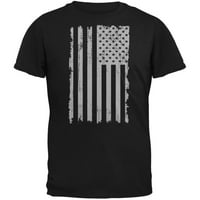 Nevolje siva vertikalna američka zastava Crna majica za odrasle - 2x-velika