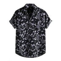 Muški bluze Ljeto Ispiši labavu košulju Ljeto rever Ležerne prilike HAVER Home Black M-5XL