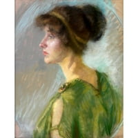 Alice Pike Barney crna moderna uokvirena muzejska umjetnička ispisa pod nazivom - Mlada žena u zelenoj