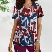 Ženska majica s V-izrezom kratki rukav 4. jula D Radno odijevanje vrhova Amerike Dan nezavisnosti