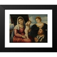 Bernardino Licinio Crni moderni uokvireni muzej umjetničko otisak pod nazivom - Madona i dijete sa dva