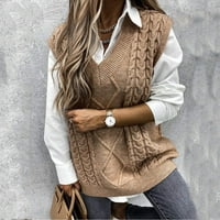 Ženska boja Block prugasti džemper preferirajući rezervoar bez rukava bez rukava V-izrez vintage prsluk