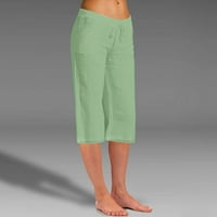 Ženska modna puna boja pamučne fla elastične duge hlače na plaži pantalone za slobodno vrijeme, duljine