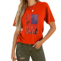 Yyeselk 4. srpnja Ženske košulje za slobodno vrijeme Crew Neck kratkih rukava Ugodne bluze Trendi Američka