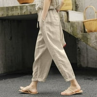 Ležerne pantalone za žene Ženske ljetne pamučne pantalone Labavi džep elastični struk široke nogalne