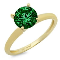 2.0ct okrugli rez dragocjeni dragulj zeleni simulirani emerald pravi 18k žuto zlato robotični laserski