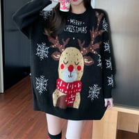 Ženski božićni džemper topli božićni džemper Ležeran krivoža za O-izrez